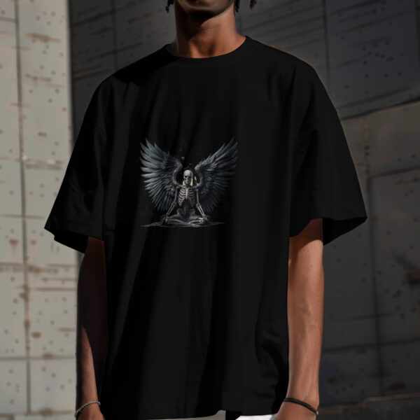 Oversized Tee – Fallen Skeleton Wings - Image 2