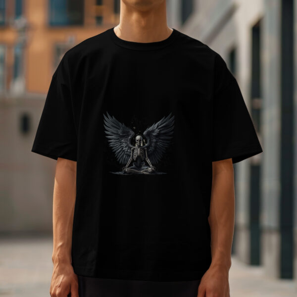Oversized Tee – Fallen Skeleton Wings - Image 3